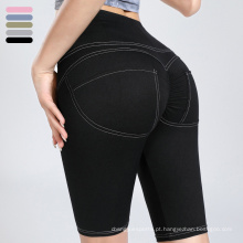 New Design Gym Training Shorts Leggings Scrunch Butt Yoga Shorts Mulheres FAUX Denim Booty Lifter Bermuda Bermuda Shorts